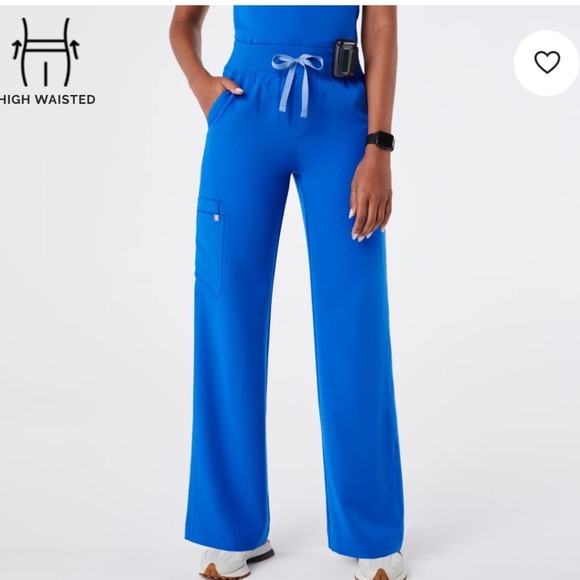 Figs Pants - Figs High Waisted Isabel Wide Leg Scrub Technical Cobalt Blue Pants Size Small